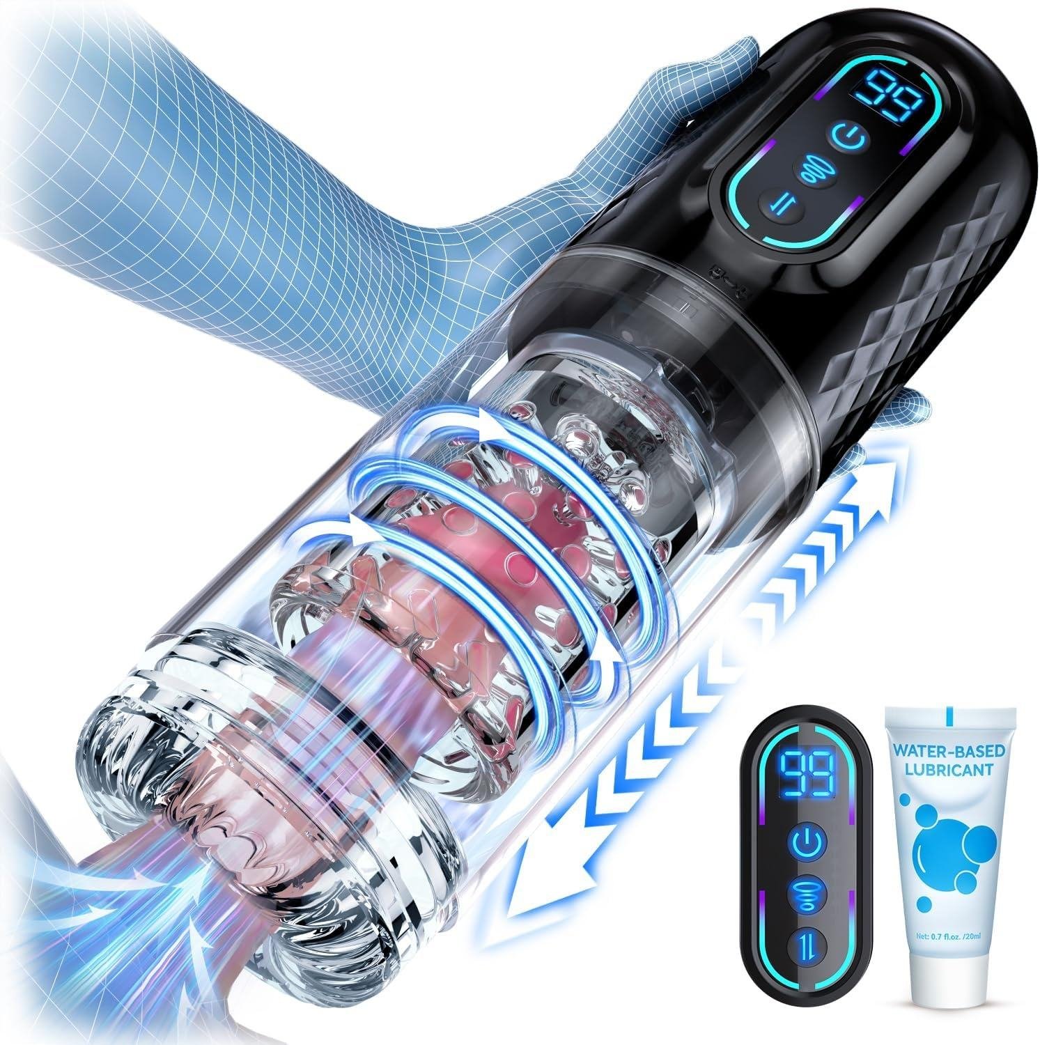 Telescopic Rotating Masturbator - Sexora Toys