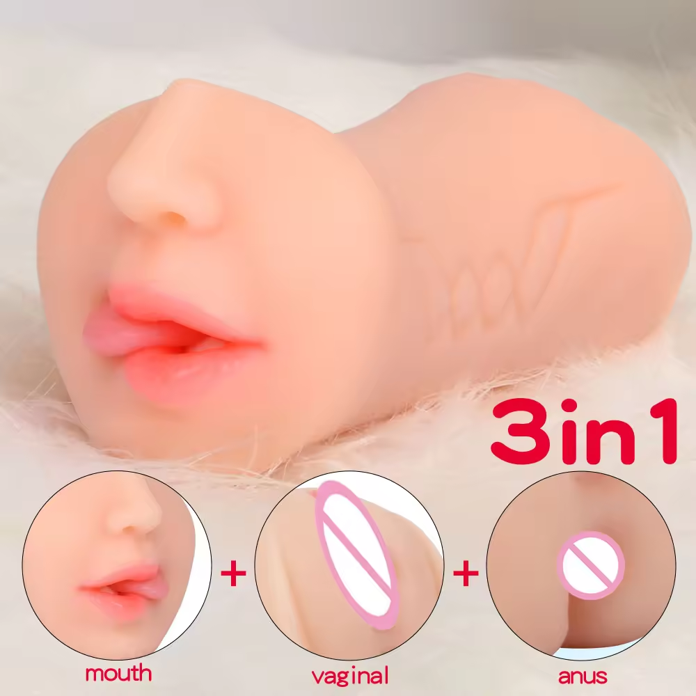 Soft 3 in 1 Male Masturbator Oral Mouth Pocket Pussy Realistic Vagina Toy Anal Channel Penis Masturbation Sex Toys for Men