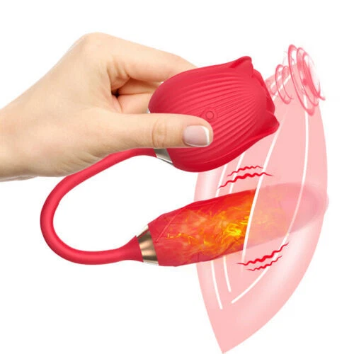 Rose Toy Vibrator with Tongue for Clit Sucking and Nipple Stimulation