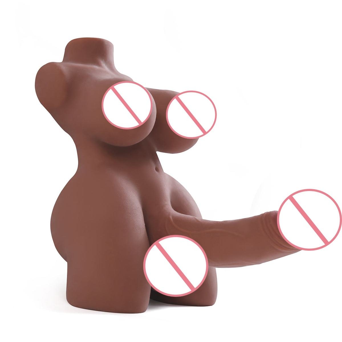 Unisex Dual-Channel Torso Toy with Built-In Dildo