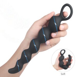 Long Prostate Massager and Anal Beads, Medical Silicone