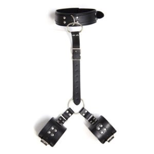Leather Neck-to-Wrist Restraint Handcuffs