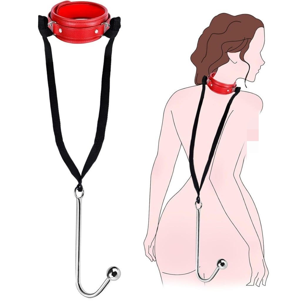 BDSM Anal Plug and Mouth Ball Gag Restraint Set with Collar Hook