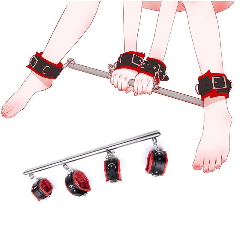 Detachable Spreader Bar with Handcuffs and Ankle Cuffs Bondage Set