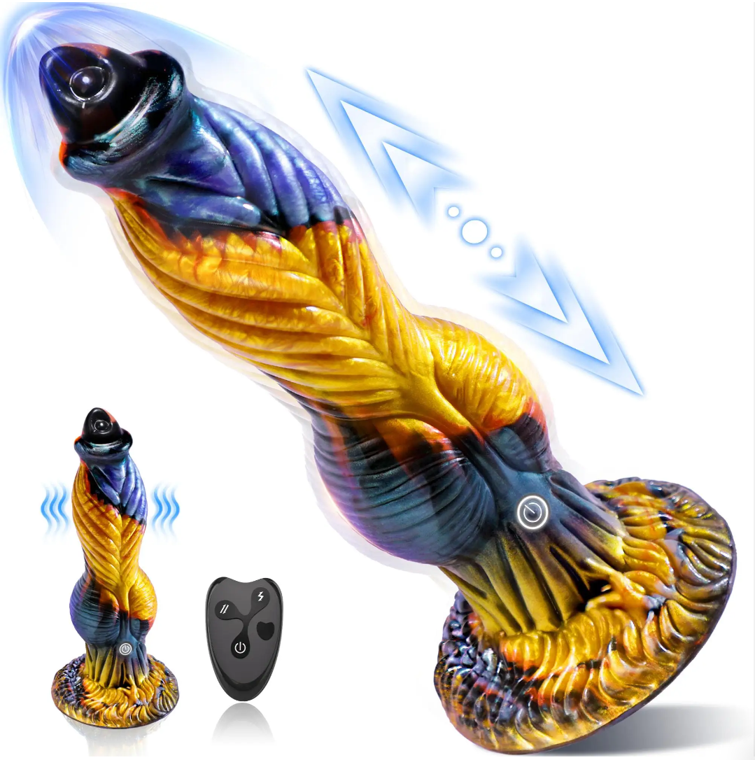 Thrusting Fantasy Knot Dildo with Remote Control Vibration
