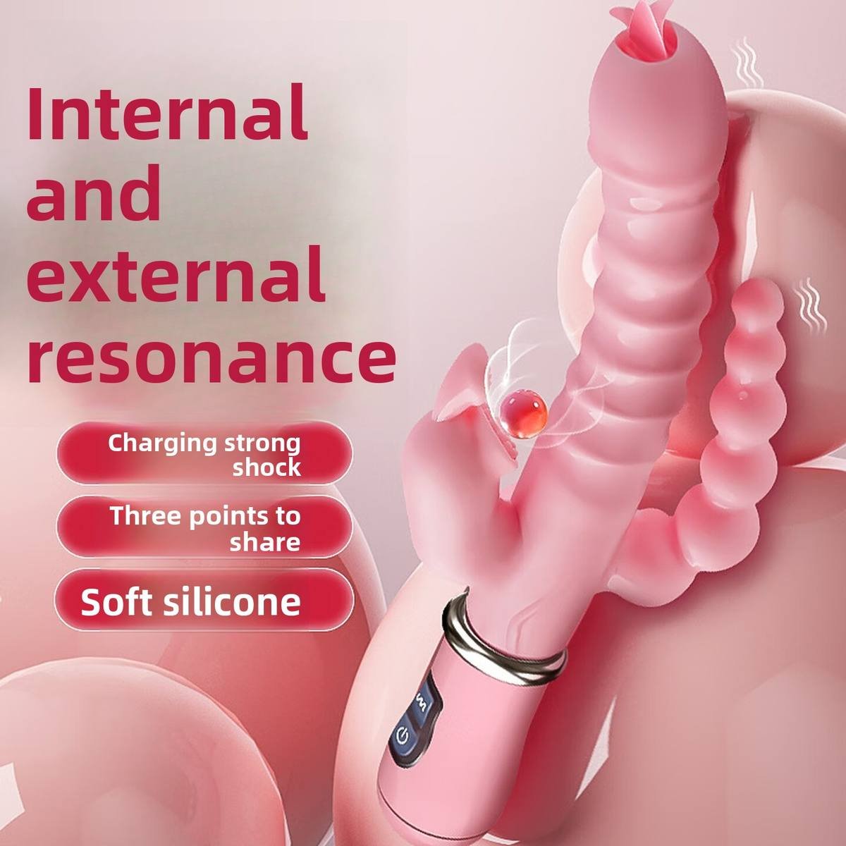 Three-Headed Multi-Frequency Vibrator for Clitoral and Anal Stimulation