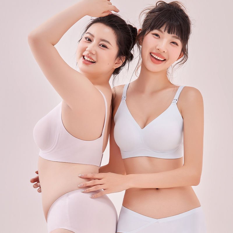 Wire-Free Maternity Nursing Bra - Breathable Spandex Support for Breastfeeding