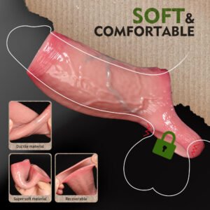 Reusable Silicone Penis Sleeve - Soft Delay Condom, Size L