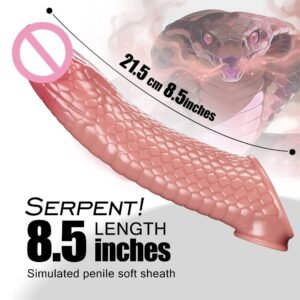 Serpent Scale Textured Penis Sleeve - Realistic Snake-Skin Silicone Extender, 8.5 Inch