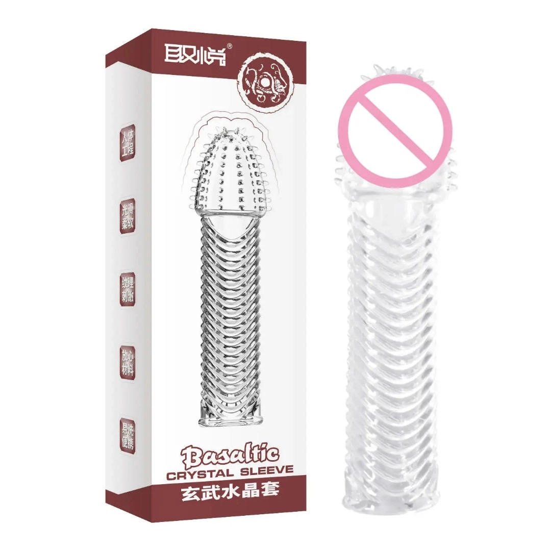 Dotted Clitoral-Stimulating Crystal Condom Sleeve - Reusable TPE Enhancer for Men