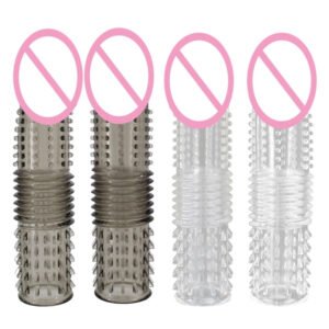 Reusable Extendable Crystal Condom Sleeve - Black or Clear TPE Penis Extender