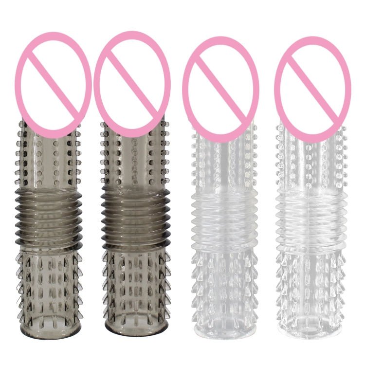 Reusable Extendable Crystal Condom Sleeve - Black or Clear TPE Penis Extender