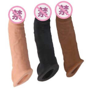 Reusable Spiked Cock Sleeve Ring - Luxury Black Crystal Condom for Men