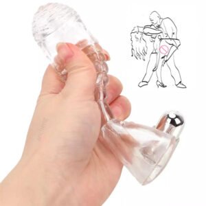 Vibrating Penis Condom with Clitoral Stimulator - Reusable Delay Sleeve for Men