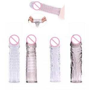 Washable Spike Dot Crystal Silicone Condom - Reusable Clear Sleeve for Men