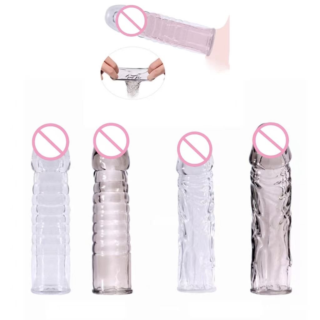 Washable Spike Dot Crystal Silicone Condom - Reusable Clear Sleeve for Men