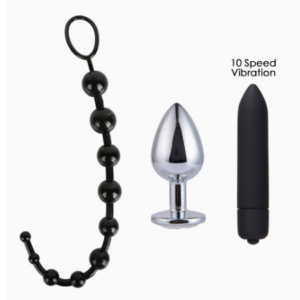 26-Piece BDSM Bondage Kit with Nipple Clamps, Whip and Anal Vibrator