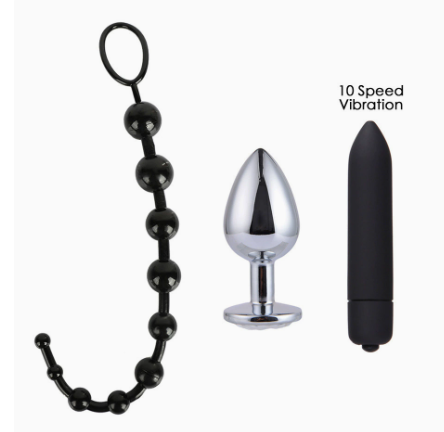 26-Piece BDSM Bondage Kit with Nipple Clamps, Whip and Anal Vibrator