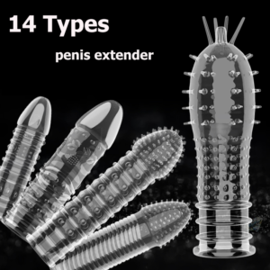 14-Type Transparent Crystal Spike Condom Sleeve - Reusable Male Delay Stimulator