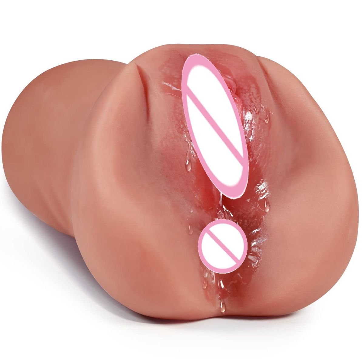 Transparent Dual-Channel Masturbator with Vaginal and Anal Openings