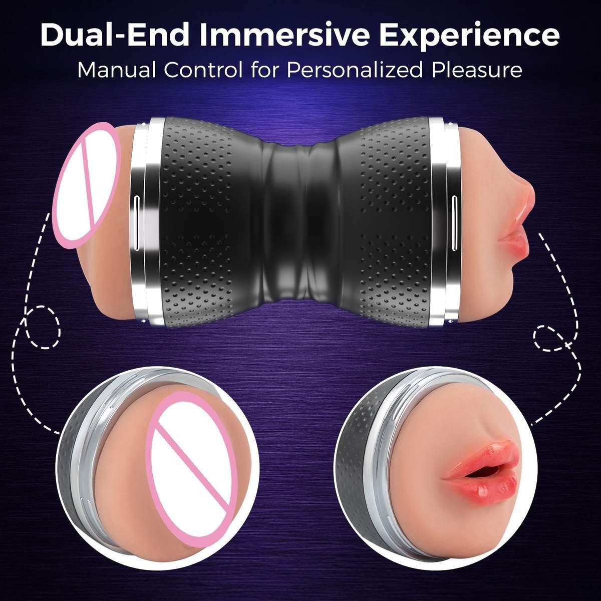 Double-Headed Vibrating and Licking Masturbation Cup