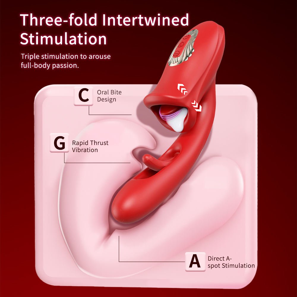 3-in-1 USB Rechargeable Vibrator with Biting, Flapping and Vibration Modes