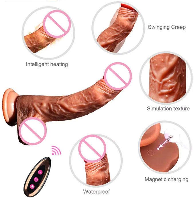Telescopic Heating Vibrating Realistic Silicone Dildo