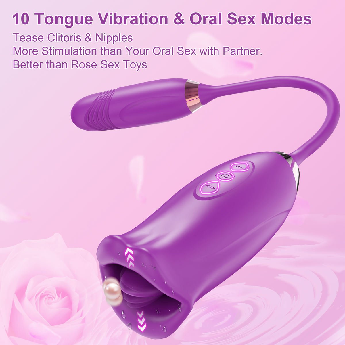 3-in-1 Thrusting Egg Vibrator with Mouth Biting and Nipple Stimulation