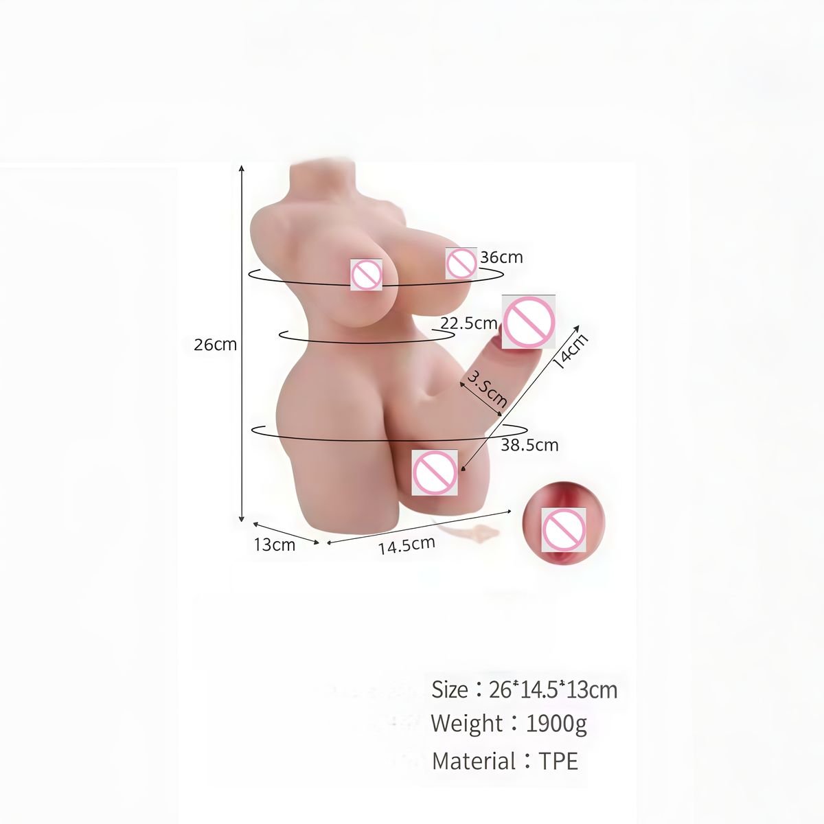 Unisex Dual-Channel Torso Toy with Built-In Dildo