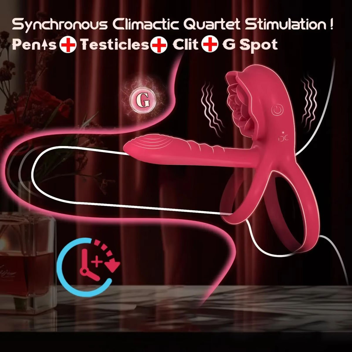 Vibrating Cock Ring with Penis Sleeve and Clitoral Stimulator