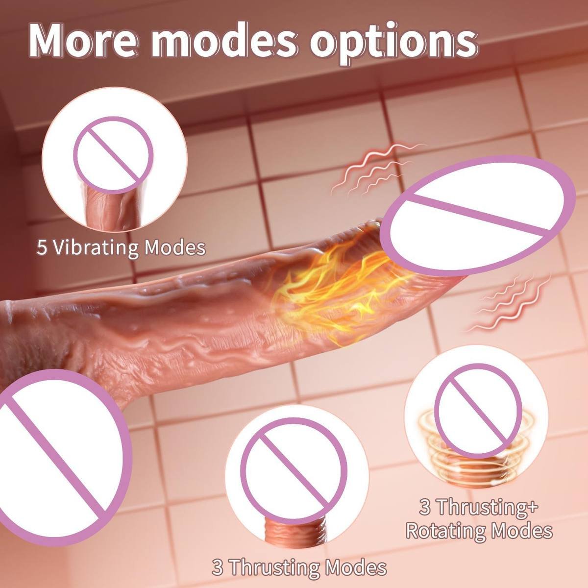 Heated Telescopic Large Dildo with Suction Cup Base