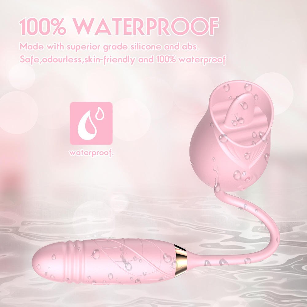 Rose Tongue-Licking Thrusting Clitoral and Nipple Vibrator