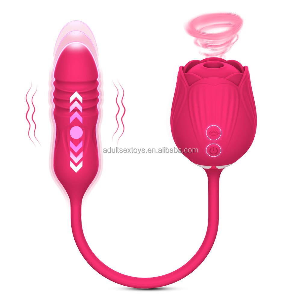 Rose Clitoral Sucking Vibrator with Thrusting Dildo