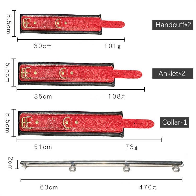 Detachable Spreader Bar with Handcuffs and Ankle Cuffs Bondage Set