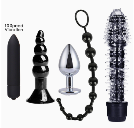 26-Piece BDSM Bondage Kit with Nipple Clamps, Whip and Anal Vibrator