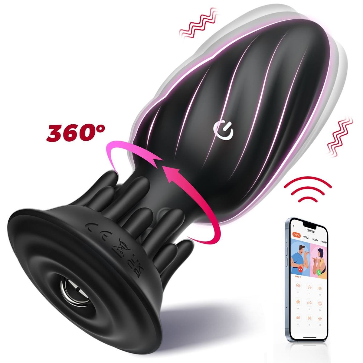 360 Rotating App-Controlled Anal Plug Massager with 10 Vibration Modes