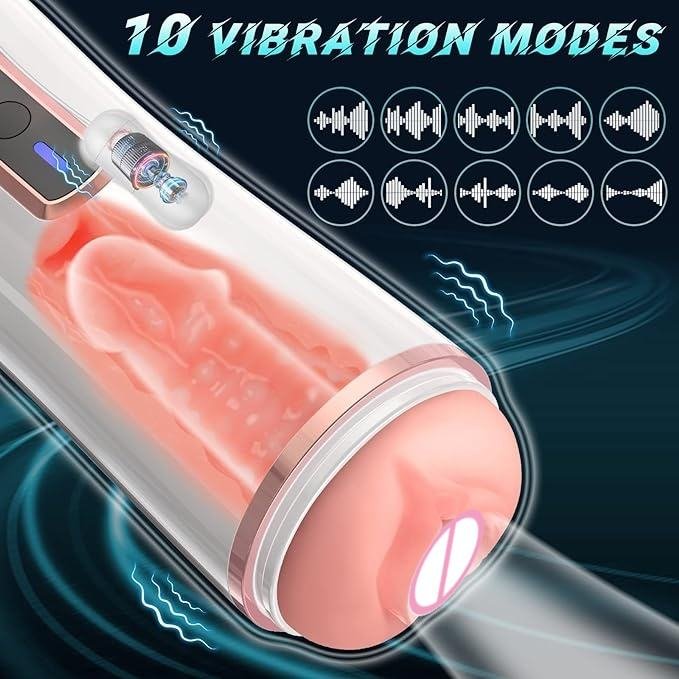 Automatic Vibrating Masturbator Cup with Voice and 10 Modes