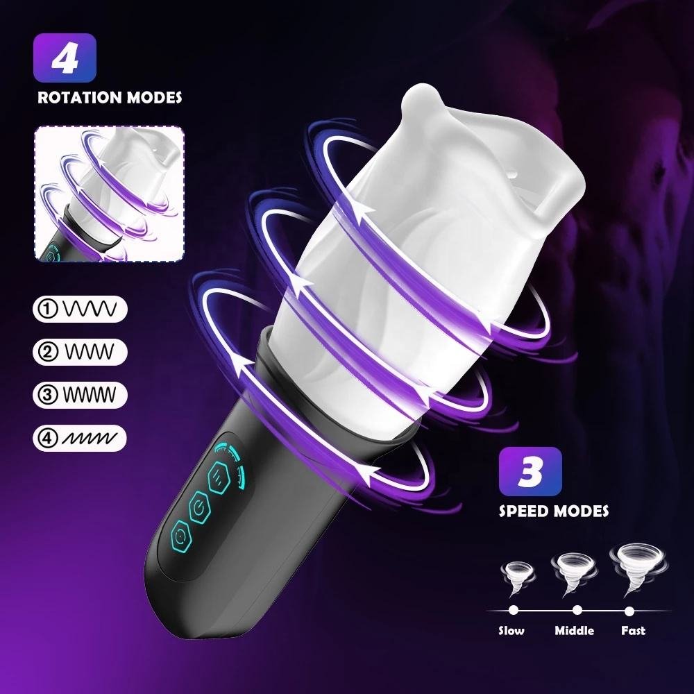 360-Degree Rotating Automatic Masturbator with Textured Oral Trainer