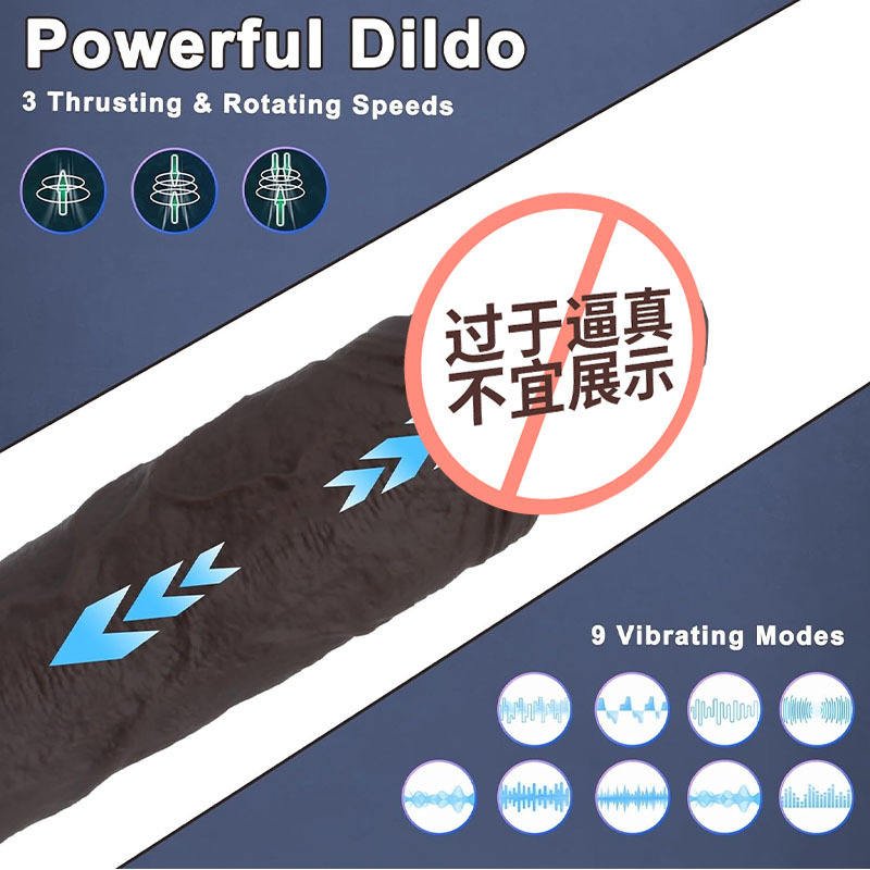 Vibrating Heating Silicone Dildo with Stretching Motion