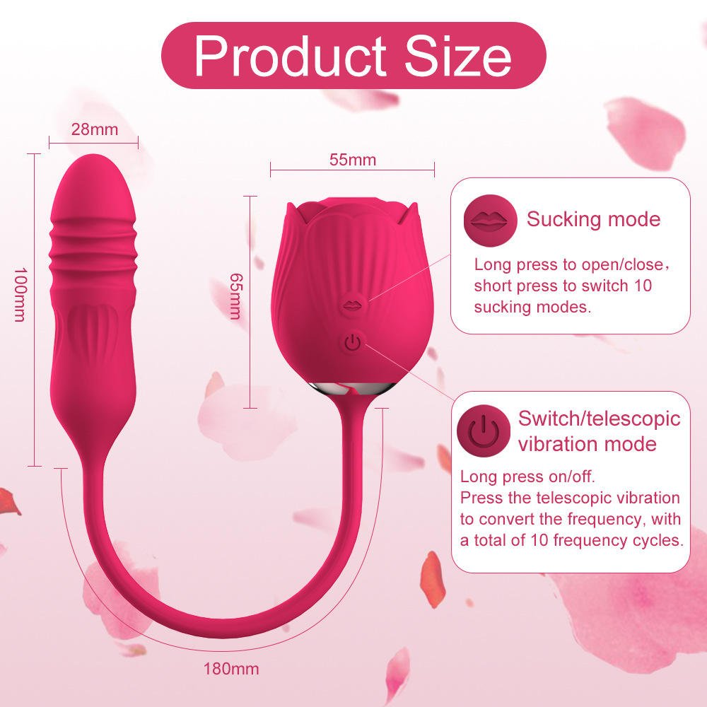 Rose Toy Vibrator with Tongue for Clit Sucking and Nipple Stimulation