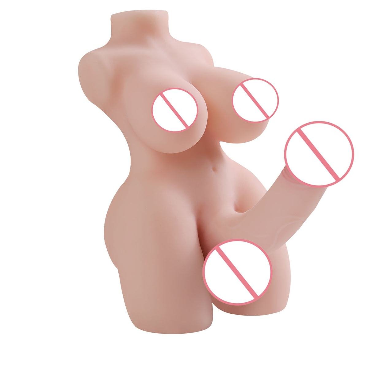 Unisex Dual-Channel Torso Toy with Built-In Dildo