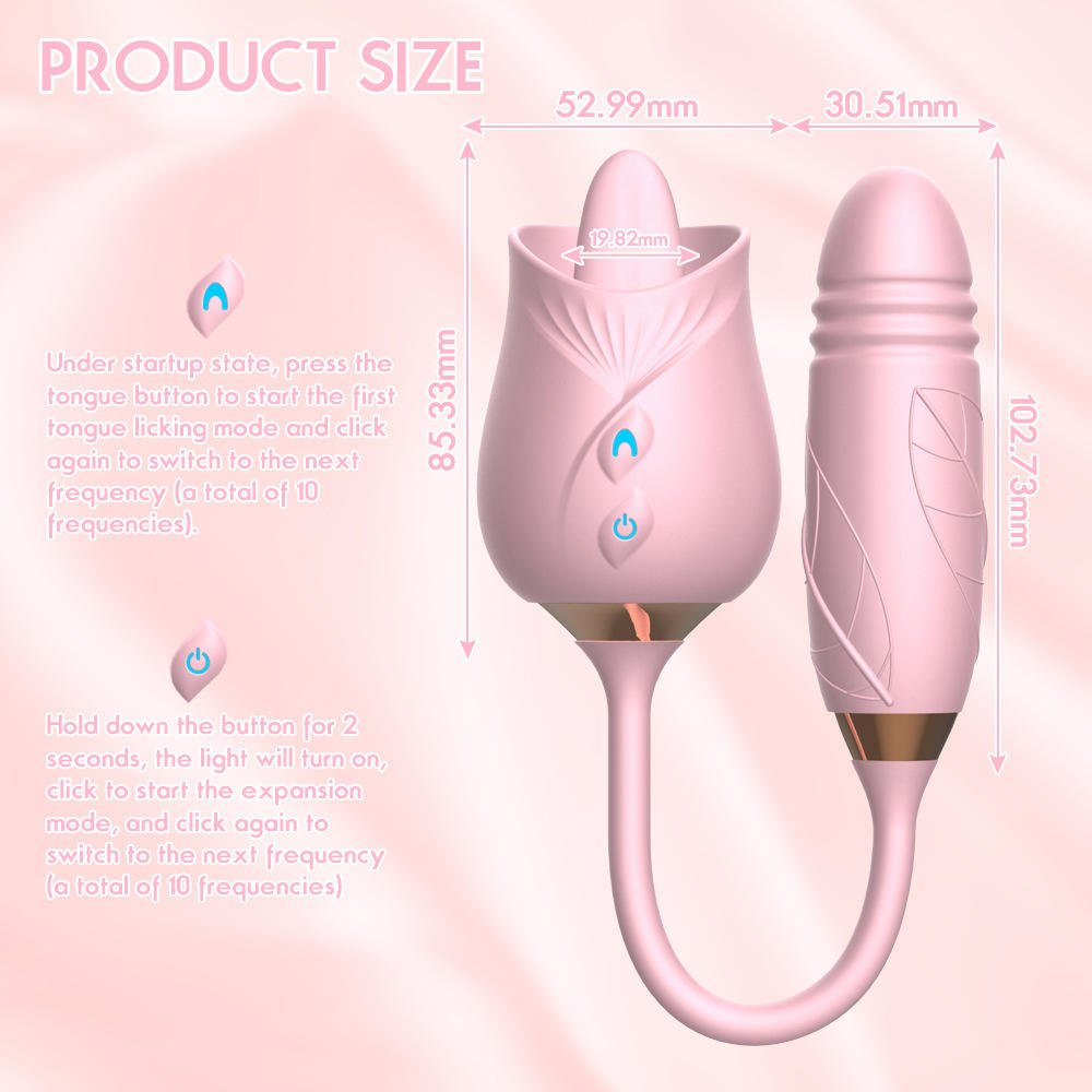 Rose Tongue-Licking Thrusting Clitoral and Nipple Vibrator