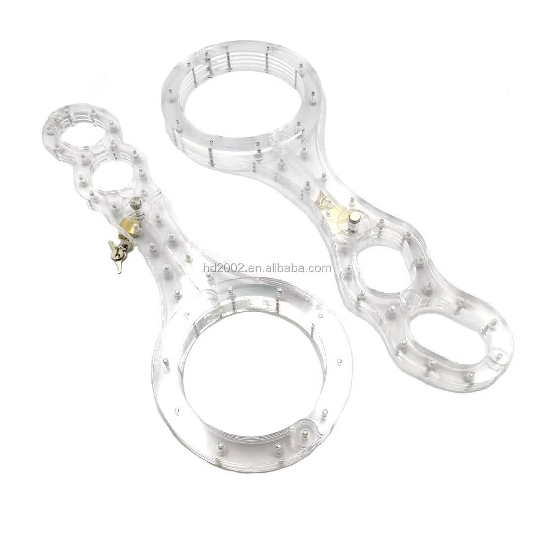 Crystal Clear Bondage Collar and Wrist Handcuffs Set for Couples