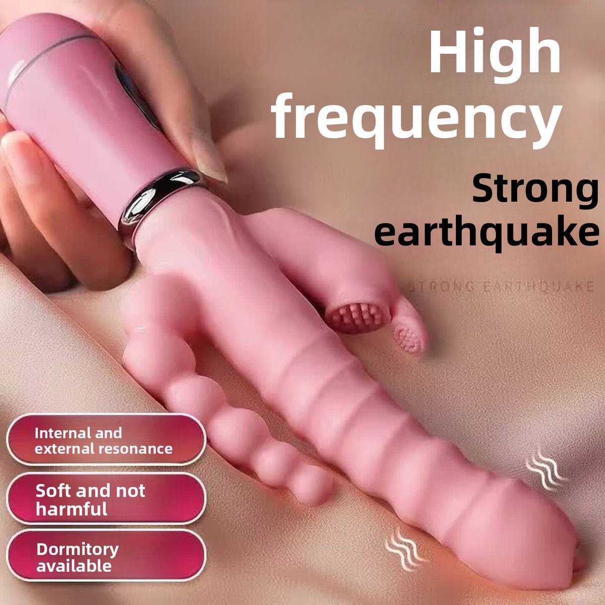 Three-Headed Multi-Frequency Vibrator for Clitoral and Anal Stimulation