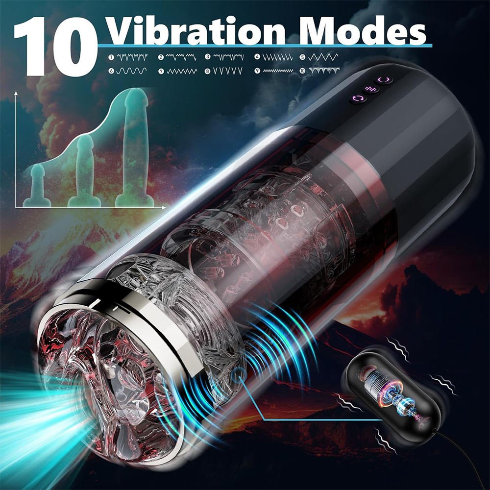 Automatic Rotating and Telescopic Masturbator with 10 Vibration Frequencies