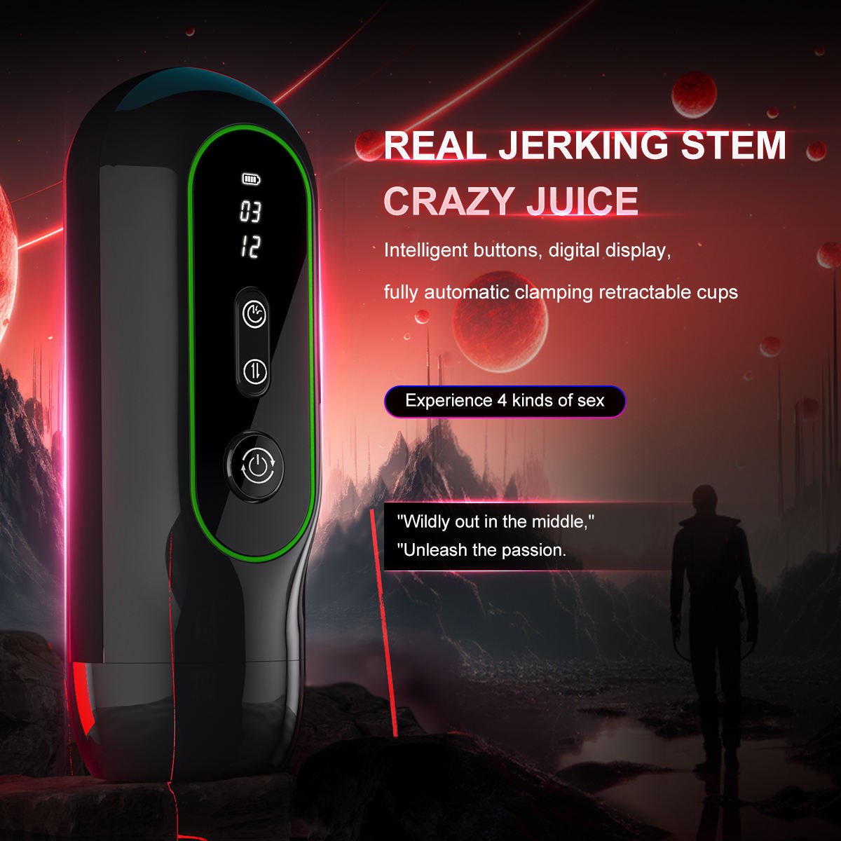 Automatic Telescopic Sucking and Heating Masturbator with Vibration