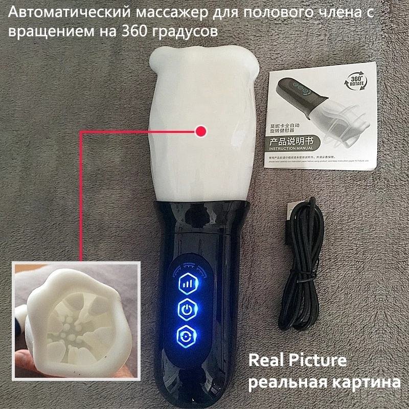 360-Degree Rotating Automatic Masturbator with Textured Oral Trainer