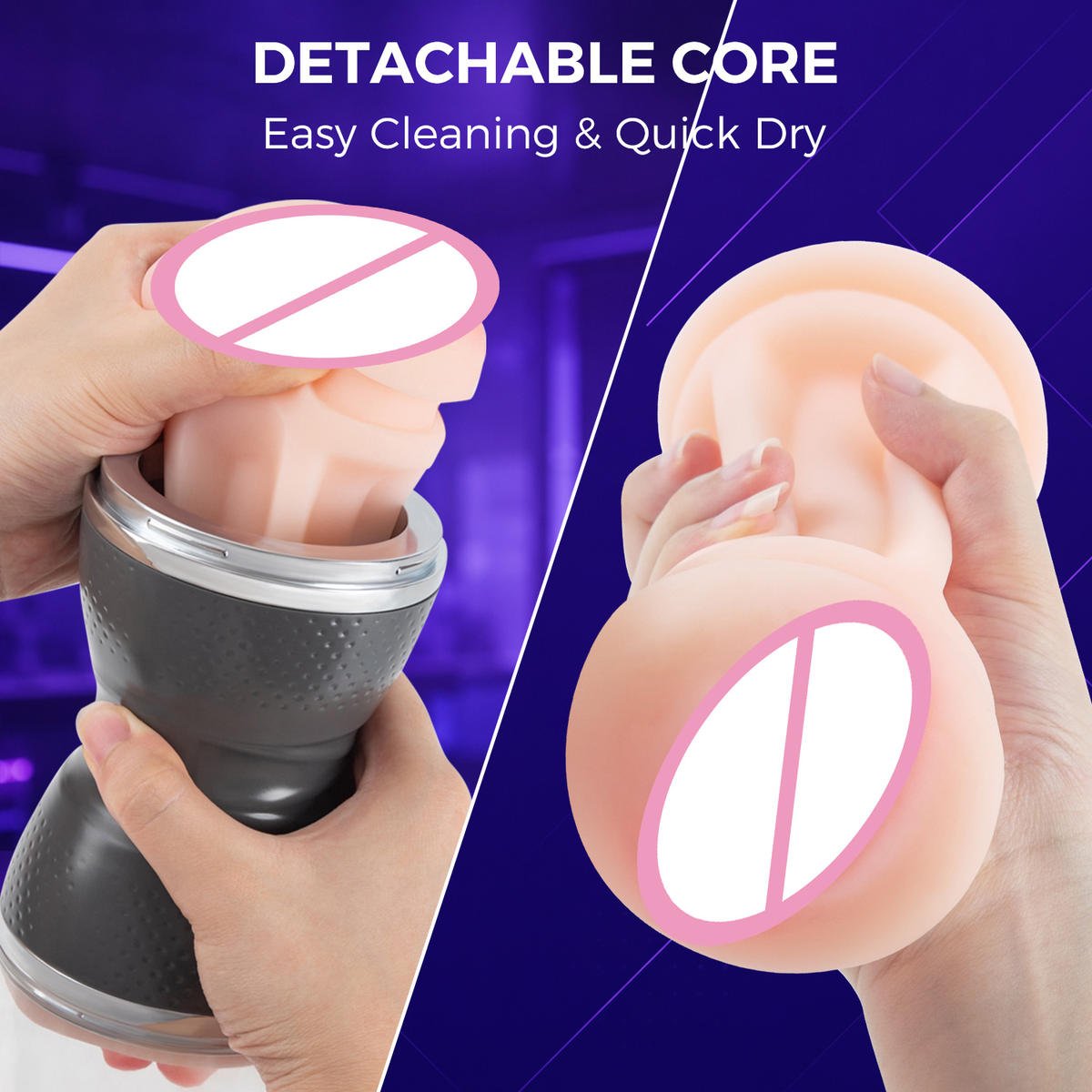 Double-Headed Vibrating and Licking Masturbation Cup