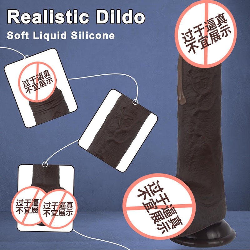 Vibrating Heating Silicone Dildo with Stretching Motion