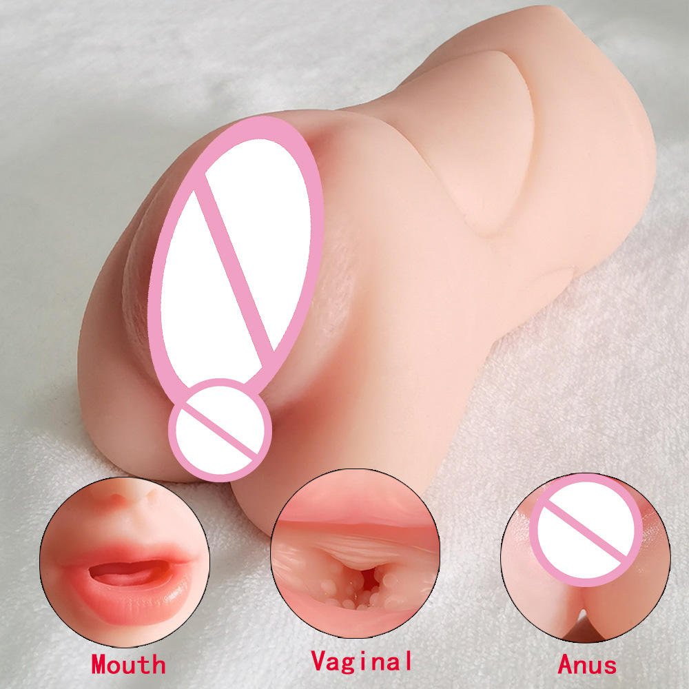 Soft 3 in 1 Male Masturbator Oral Mouth Pocket Pussy Realistic Vagina Toy Anal Channel Penis Masturbation Sex Toys for Men